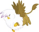  beak bird brown brown_body brown_feathers chibi chubby cute feathers female feral fluffy flying friendship_is_magic gilda_(mlp) gryphon hoot my_little_pony talons white white_feathers wings yellow_eyes young 