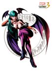  1girl 3d absurdres bat_print breasts capcom cleavage demon_girl female full_body green_eyes green_hair head_wings highres large_breasts leotard long_hair low_wings marvel marvel_vs._capcom marvel_vs._capcom_3 marvel_vs_capcom marvel_vs_capcom_3 mori_toshiaki morrigan_aensland official_art pantyhose patterned_legwear shinkiro solo succubus vampire_(game) white_background wings 