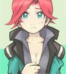  bad_id bad_pixiv_id breasts cleavage collarbone green_eyes gundam gundam_age kiarino large_breasts military military_uniform natora_einus red_hair short_hair solo uniform 