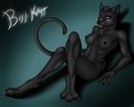  black black_fur blue_eyes breasts cat claws feline female fur kurtassclear mammal nipples nude open_mouth panther pinup pose red_eyes solo teeth tongue 
