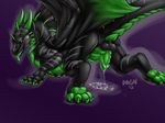  anus balls black_body claws cum digitigrade dragon drgn8d feral green green_penis horn knot male penis plain_background scalie solo thick_tail tongue tongue_out wings 
