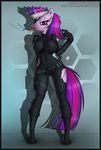  anthro anthrofied belt big_breasts boots breasts camel_toe cigarette equine eye_patch eyewear female friendship_is_magic gloves hair headband horn innocenttazlet invalid_tag mammal mane multi-colored_hair my_little_pony personification scar smoking solid_sparkle solo suit twilight_sparkle_(mlp) unicorn utility_belt 