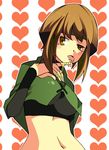  1girl breasts brown_eyes brown_hair gym_leader heart honey natane_(pokemon) navel pokemon tongue 