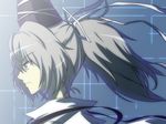  anime_coloring grey_eyes grey_hair hat japanese_clothes kariginu mononobe_no_futo ponytail profile rhine ribbon solo touhou 