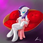  anthro anthrofied blue_eyes blush breasts clothing equine female friendship_is_magic hair horn horse long_hair looking_at_viewer mammal my_little_pony pony purple_hair rarity_(mlp) seductive shnider sofa solo unicorn 
