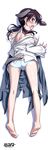  absurdres animal_ears barefoot blush breasts brown_eyes brown_hair dakimakura dog_ears dog_tail feet full_body gertrud_barkhorn highres kneepits kurashima_tomoyasu medium_breasts official_art open_mouth scan sideways_mouth soles solo strike_witches tail twintails world_witches_series 