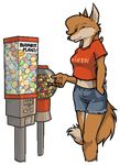  alpha_channel amara_telgemeier anthro canine clothed clothing coin female food fox looking_at_viewer mammal money solo standing tia_nay vending_machine 