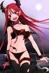  :d bad_id bad_pixiv_id banned_artist bare_shoulders baseball_bat belt black_legwear bracelet collarbone facial_mark flat_chest full_moon harano head_tilt horns jewelry long_hair looking_at_viewer moon nail_polish navel necklace open_mouth original panties red_eyes red_hair side-tie_panties smile solo thigh_strap thighhighs torn_clothes underwear weapon 