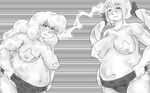  2girls blush breasts fat huge_breasts mawashi muchigaku multiple_girls plump sumo 