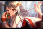  1girl arm_support ass bangs bare_shoulders barefoot bikini box breasts brown_eyes brown_hair christmas_tree closed_mouth commentary_request feet fur_trim gift gift_box hair_ornament hairclip harukana_(harukana_10) haruna_(kantai_collection) headgear holding kantai_collection letterboxed long_hair looking_at_viewer lying medium_breasts nail_polish on_stomach red_nails santa_costume side-tie_bikini smile solo swimsuit the_pose twitter_username white_bikini 