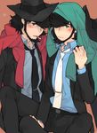  bad_id bad_pixiv_id beard black_hair blush dual_persona facial_hair jigen_daisuke lupin_iii male_focus multiple_boys necktie toujou_sakana 