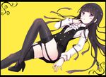  bad_id bad_pixiv_id black_hair black_legwear blush garter_straps inu_x_boku_ss legs long_hair nean open_mouth purple_eyes school_uniform shiny shiny_clothes shiny_skin shirakiin_ririchiyo solo thighhighs 