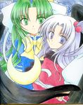  green_eyes green_hair kazra mima multiple_girls shikishi shinki silver_hair touhou touhou_(pc-98) 