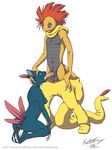  balls breasts claws erection fellatio female hindpaw kattotang male nintendo nipples oral oral_sex paws penis plain_background pok&#233;mon pok&eacute;mon scalie scrafty sex side_boob sneasel straight tongue video_games white_background 