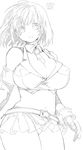  breasts cameltoe cleavage crop_top curvy fantasy_earth_zero fbc greyscale large_breasts midriff miniskirt monochrome navel open_clothes open_shirt panties plump see-through shirt skirt solo underwear 