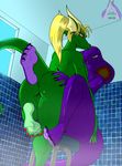  anthro arbok blue breasts claws cobra dragon female foot_focus green green_body green_eyes hindpaw human_feet lesbian nintendo paws pok&#233;mon purple purple_body pussy red_eyes reptile reptiles scalie sebrina_arbok shower snake soles steam stool ticklishways toe_claws toes video_games wall_tiles wet window zp92 