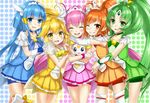  aoki_reika bad_id bad_pixiv_id bike_shorts blonde_hair blue_eyes blue_hair blue_skirt blush bow candy_(smile_precure!) choker closed_eyes cure_beauty cure_happy cure_march cure_peace cure_sunny dress green_choker green_eyes green_hair green_shorts green_skirt hair_flaps hair_tubes head_wings heirou hino_akane_(smile_precure!) holding hoshizora_miyuki hug kise_yayoi long_hair looking_at_viewer magical_girl midorikawa_nao multiple_girls one_eye_closed open_mouth orange_choker orange_eyes orange_hair orange_skirt pink_bow pink_choker pink_hair pink_shorts pink_skirt polka_dot polka_dot_background ponytail precure red_shorts short_hair shorts shorts_under_skirt skirt smile smile_precure! tiara wrist_cuffs yellow_bow yellow_choker yellow_eyes yellow_shorts yellow_skirt 