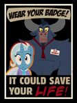  badge bovine bull cattle equine facial_piercing fallout female feral friendship_is_magic horn horse iron_will_(mlp) male mammal minotaur my_little_pony necktie nose_piercing nose_ring piercing pixelkitties pony poster trixie_(mlp) unicorn 