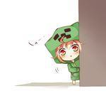 blush chibi creeparka creeper hood hoodie minecraft peeking_out personification red_eyes red_hair solo tosura-ayato 