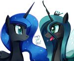 angry blue_eyes blue_hair blush changeling crown english_text equine fangs female feral friendship_is_magic green_eyes hair horn horse long_hair mammal my_little_pony negativefox nightmare_moon_(mlp) open_mouth pegasus pony princess_luna_(mlp) queen_chrysalis_(mlp) text tongue tongue_out winged_unicorn wings 