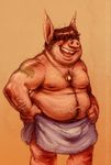 bulge chubby dog_tags eddie_(guffaw) guffaw hair hair_over_eyes hairy male mammal nipples obese overweight pig porcine solo tattoo towel 
