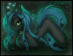  anthro anthrofied big_breasts blue_hair breasts changeling creature crown equine female friendship_is_magic green_eyes hair horn horse innocenttazlet looking_at_viewer my_little_pony necklace nipples nude pose queen_chrysalis_(mlp) solo wings 