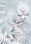  absurdres blue_eyes bone breasts fingernails gin_ji highres medium_breasts original solo white_hair 