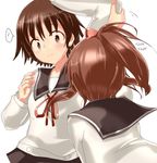  ? blush brown_hair hanawa_kaoru multiple_girls naka ponytail sawatari_fuu school_uniform serafuku short_hair simple_background smelling smelling_armpit tamayura white_background yuri 