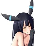  1girl alternate_color black_hair emukon lowres personification pokemon shiny_pokemon umbreon yellow_eyes 