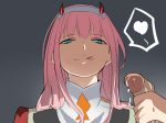  :9 bangs closed_mouth cum darling_in_the_franxx gradient gradient_background green_eyes hairband handjob heart highres licking_lips long_hair looking_at_viewer naughty_face nier_(artist) penis pink_hair simple_background smile tongue tongue_out uncensored upper_body zero_two_(darling_in_the_franxx) 