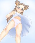  blush dress from_below gym_leader mikan_(pokemon) namaniku_(gaspoppo) panties pokemon underwear white_panties wind_lift 