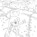  akai_(artist) akai_(ugokashitari) hedge lowres maze monochrome monster_girl original plant plant_girl 