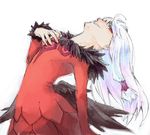  agria_(tales) albino dress freckles fur_trim grin long_hair nagino_hiiragi red_dress red_eyes smile solo tales_of_(series) tales_of_xillia white_hair 
