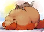  bazz belly_hug chinese_dragon cuddling dragon featherhead horn hug male morbidly_obese nixx nixx_(character) nude obese overweight pinned scarf squash squish tuft 