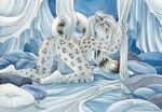  breasts butt feline female fluffy_tail fur hair inviting leopard long_hair looking_at_viewer mammal nipples nude presenting presenting_hindquarters pussy raised_tail seductive shinigamigirl snow_leopard solo white_hair 