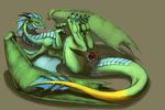 bedroom_eyes claws dildo dragon female feral green green_body hindpaw looking_at_viewer lying masturbation nixi on_back paws penetration pussy scalie sex_toy solo syrinoth vibrator wings yellow_eyes 
