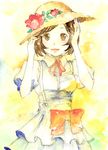  artist_request bow dress flower hat highres meiko project_diva_(series) project_diva_extend sakine_meiko solo traditional_media vocaloid watercolor_(medium) 
