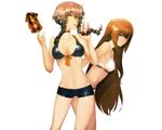  2girls amane_suzuha bikini brown_hair cleavage food huke makise_kurisu steins;gate swimsuit white 