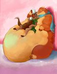  bazz belly chinese_dragon cocoa cuddling dragon featherhead horn male morbidly_obese nixx_(character) nizz nude obese overweight pinned scarf squash squish tuft 