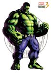  1boy 3d absurdres barefoot black_hair capcom clenched_hand fighting_stance fist full_body green_skin highres hulk male male_focus marvel marvel_vs._capcom marvel_vs_capcom mori_toshiaki muscle official_art shinkiro silhouette simple_background solo topless torn_clothes 