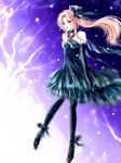  alternate_costume black_dress blush dress earrings elbow_gloves final_fantasy final_fantasy_iv final_fantasy_iv_the_after gloves hair_ribbon jewelry long_hair older pantyhose pink_hair ponytail porom purple_eyes ribbon yukki_(rffcq251) 