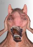  creepy edit equine horse male mammal nightmare_fuel photo_manipulation photomorph plain_background solo transformation what what_has_science_done whiteflamek 