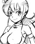  bare_shoulders breasts duel_masters gebyy-terar greyscale halterneck impossible_clothes large_breasts long_hair lowres monochrome solo tasogare_mimi upper_body 