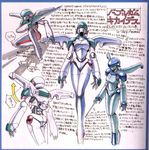  armor bubblegum_crisis_2040 hardsuit helmet machinery mecha no_humans official_art oldschool power_armor production_art science_fiction sylia_stingray traditional_media translation_request weapon 