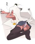  animal_ears breasts cat_ears dark_skin feet kokage-san kusaka_kokage long_hair medium_breasts original panties pantyshot red_eyes skirt solo tail thighhighs underwear white_hair 