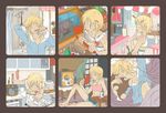  artist_request blonde_hair bridget_(guilty_gear) brushing_teeth comic cooking faust_(guilty_gear) fish guilty_gear otoko_no_ko shorts silent_comic sleeping strapless stuffed_animal stuffed_toy teddy_bear television tubetop 