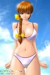  bikini braid breasts cloud covered_nipples day dead_or_alive hair_over_shoulder kasumi_(doa) large_breasts onoe single_braid sky solo swimsuit 