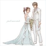  1girl artist_request bride dress genderswap genderswap_(ftm) genderswap_(mtf) kyon kyonko ponytail suzumiya_haruhi suzumiya_haruhi_no_yuuutsu suzumiya_haruhiko train_(clothing) wedding_dress 