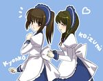  aprilred blush bow genderswap genderswap_(mtf) koizumi_itsuki koizumi_itsuki_(female) kyon kyonko maid multiple_girls ponytail smile suzumiya_haruhi_no_yuuutsu 