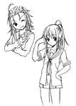  artist_request genderswap genderswap_(mtf) greyscale kita_high_school_uniform kyon kyonko monochrome multiple_girls school_uniform sketch suzumiya_haruhi_no_yuuutsu taniguchi 